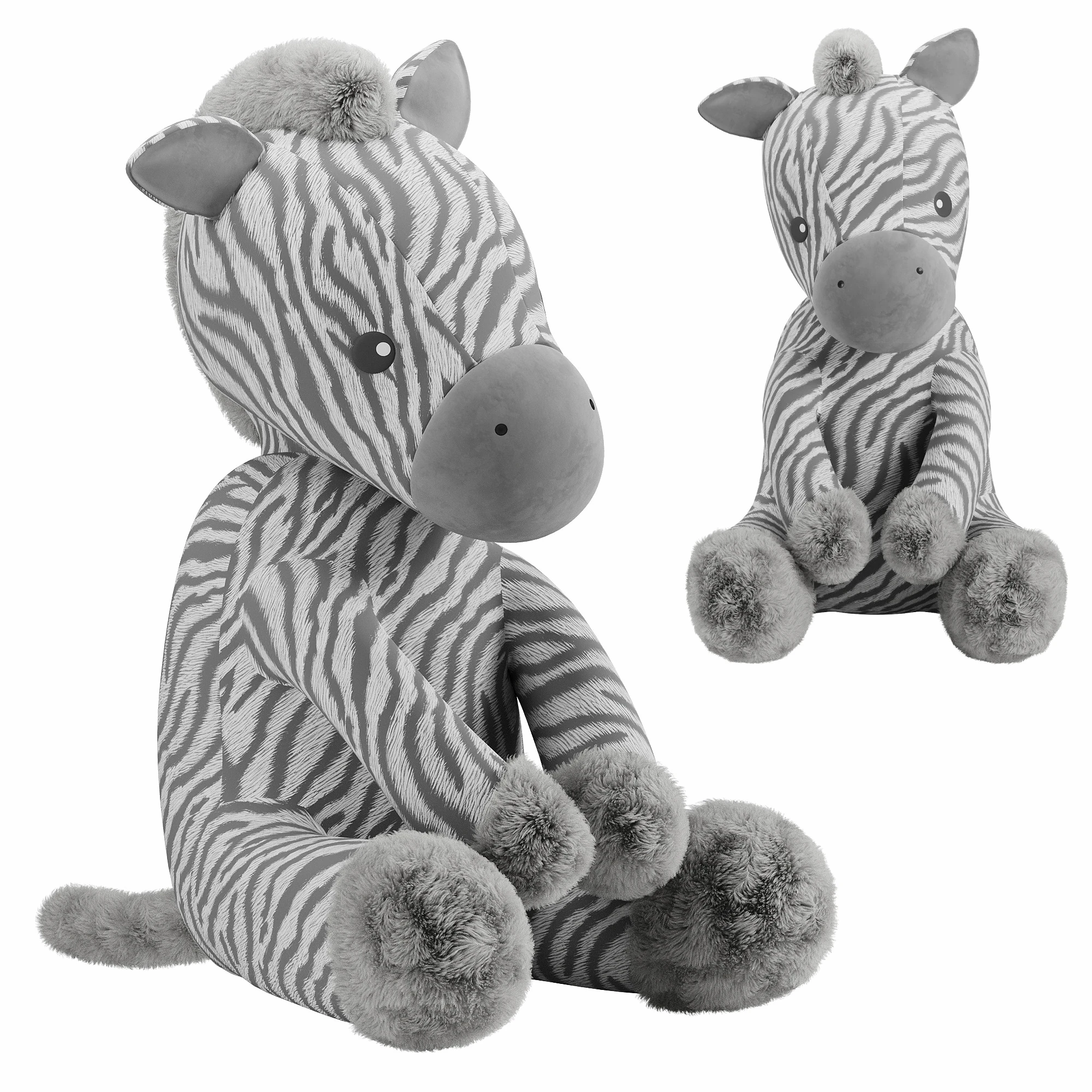 Zebra plush toy 3D Model .c4d .max .obj .3ds .fbx .stl .blend 