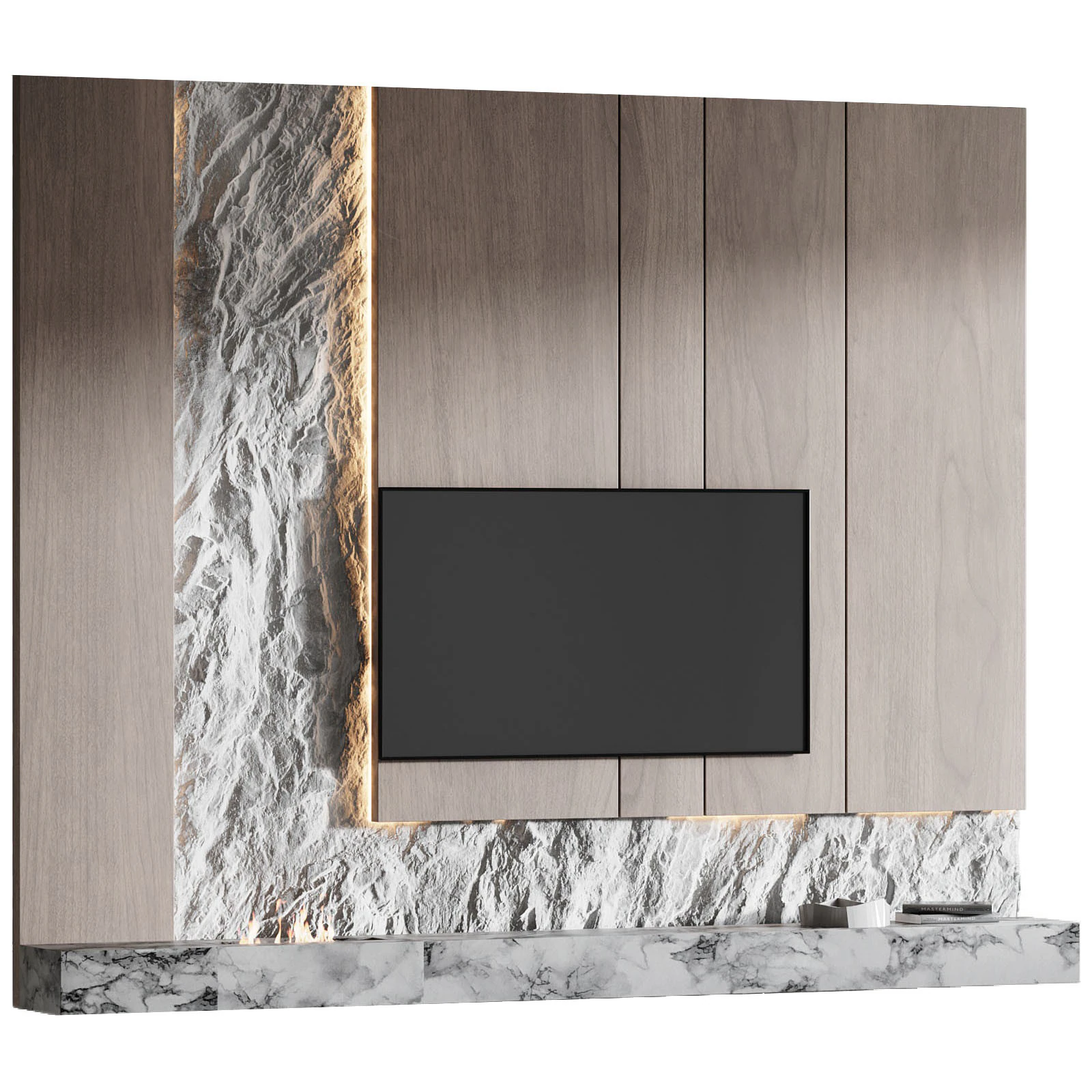 TV Wall 02 3D Model .c4d .max .obj .3ds .fbx .stl .blend 