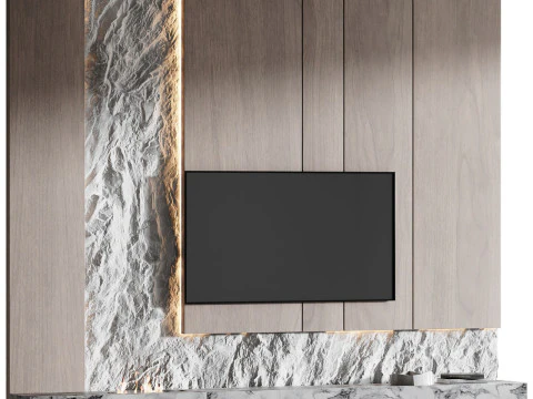TV Wall 02 3D Model