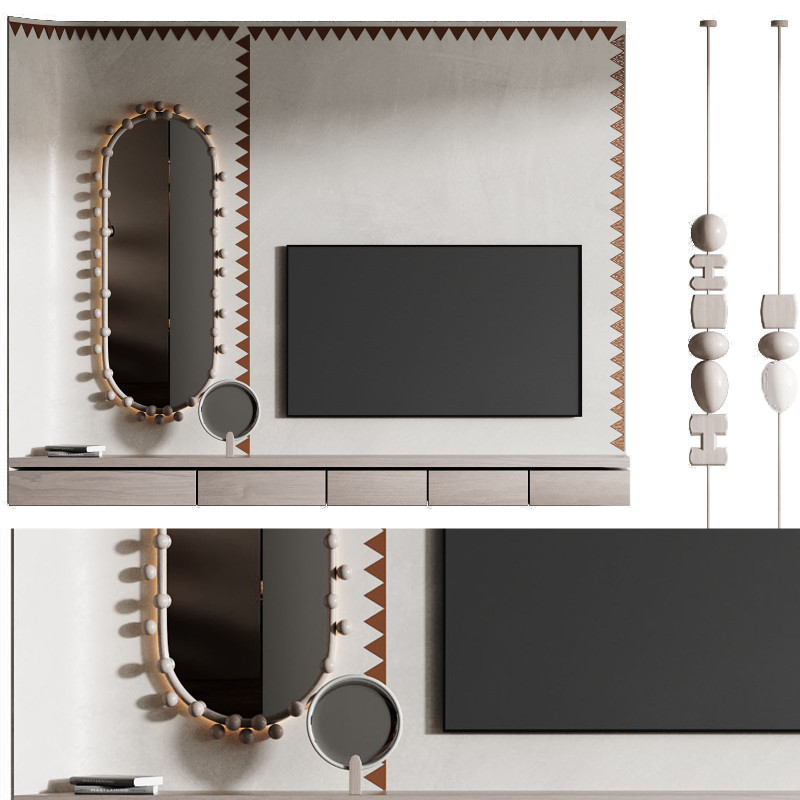 TV Wall 03 3D Модель .c4d .max .obj .3ds .fbx .stl .blend