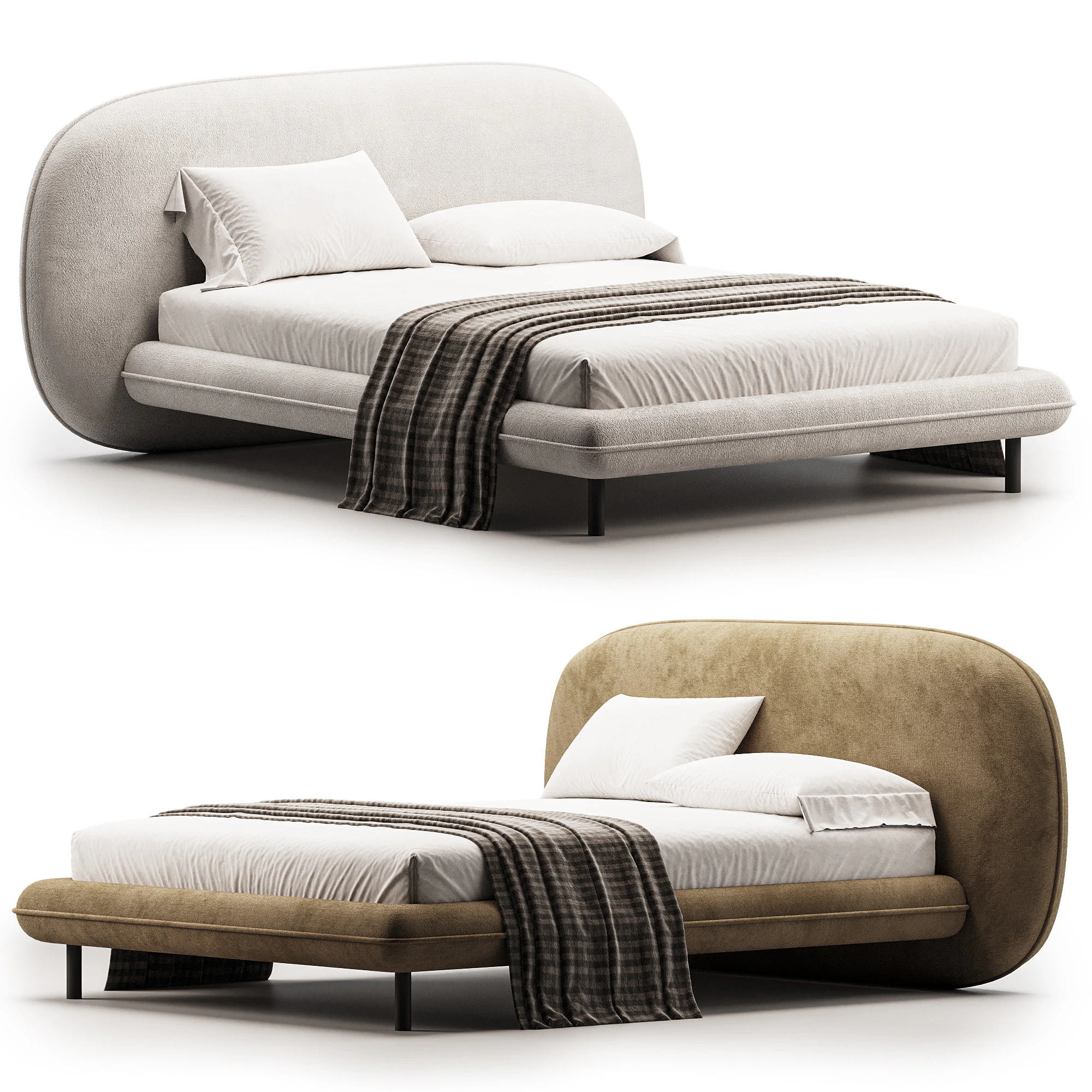 Bed KAORI 3D Model .c4d .max .obj .3ds .fbx .stl .blend 