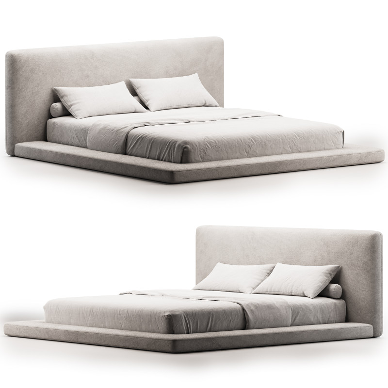 Cesar Suede Fabric Contemporary Minimalist Bed Frame 3D 모델 .c4d .max .obj .3ds .fbx .stl .blend 