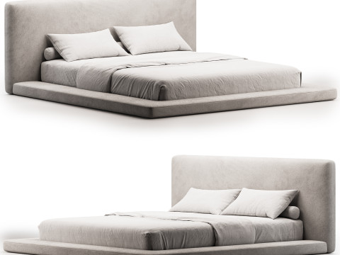Cesar Suede Fabric Contemporary Minimalist Bed Frame Model 3D