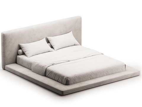 Cesar Suede Fabric Contemporary Minimalist Bed Frame 3D 모델