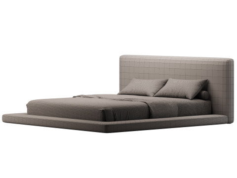 Cesar Suede Fabric Contemporary Minimalist Bed Frame 3D 모델