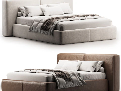 संकीर्ण हेडबोर्ड के साथ डबल बेड 3D मॉडल