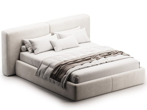 Double bed with narrow headboard 3Dモデル