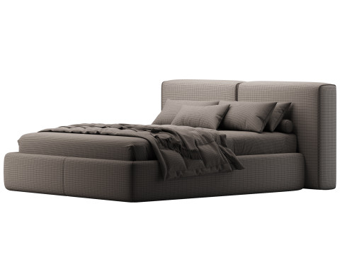 Double bed with narrow headboard 3Dモデル