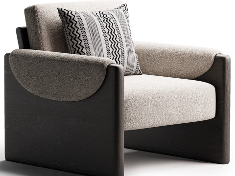 Pierre Cream Fabric Club Chair Modello 3D