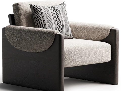 Pierre cr&egrave;mekleurige clubfauteuil 3D Model