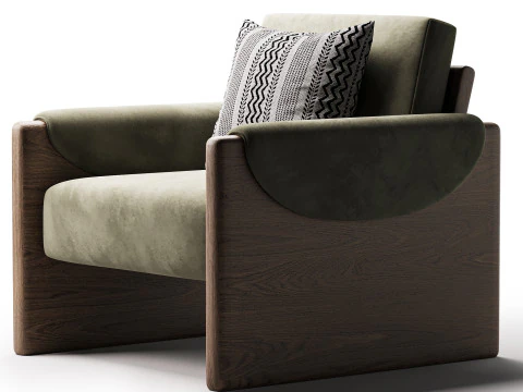 Pierre Cream Fabric Club Chair 3D Model