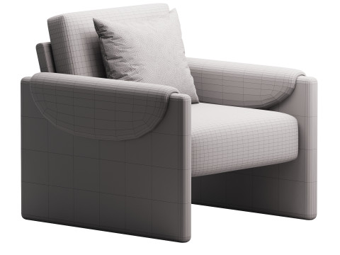 Pierre Cream Fabric Club Chair 3D Модель