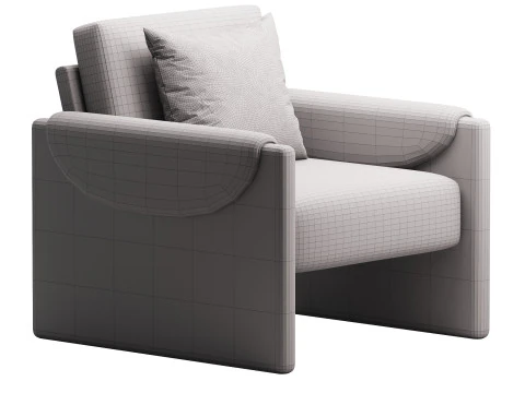 Pierre Cream Fabric Club Chair 3D Model