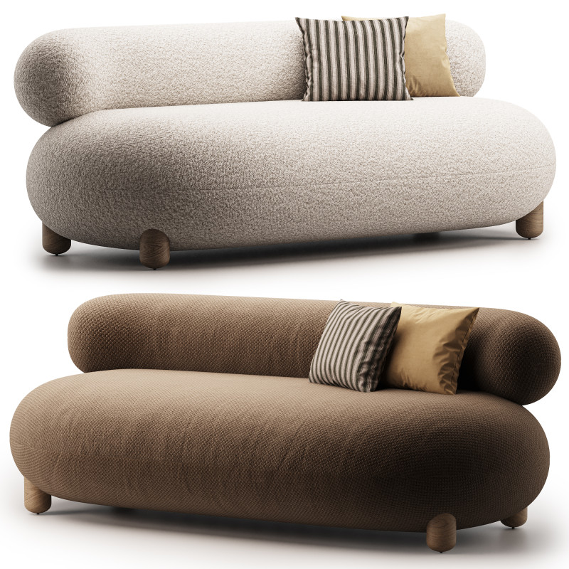 NOOM FLOCK Fabric sofa 3D Модель .c4d .max .obj .3ds .fbx .stl .blend