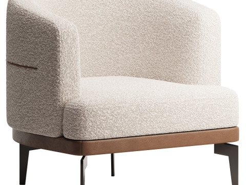 Modern Linen Upholstered Armchair 3D Model