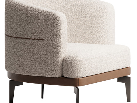 Modern Linen Upholstered Armchair Model 3D