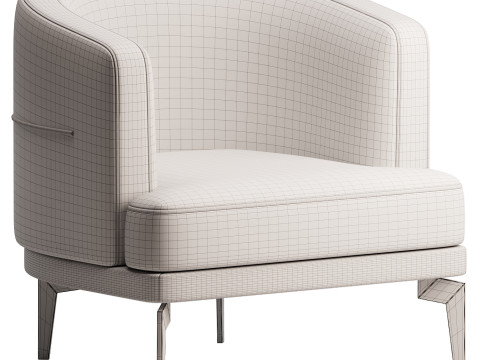 Modern Linen Upholstered Armchair Model 3D