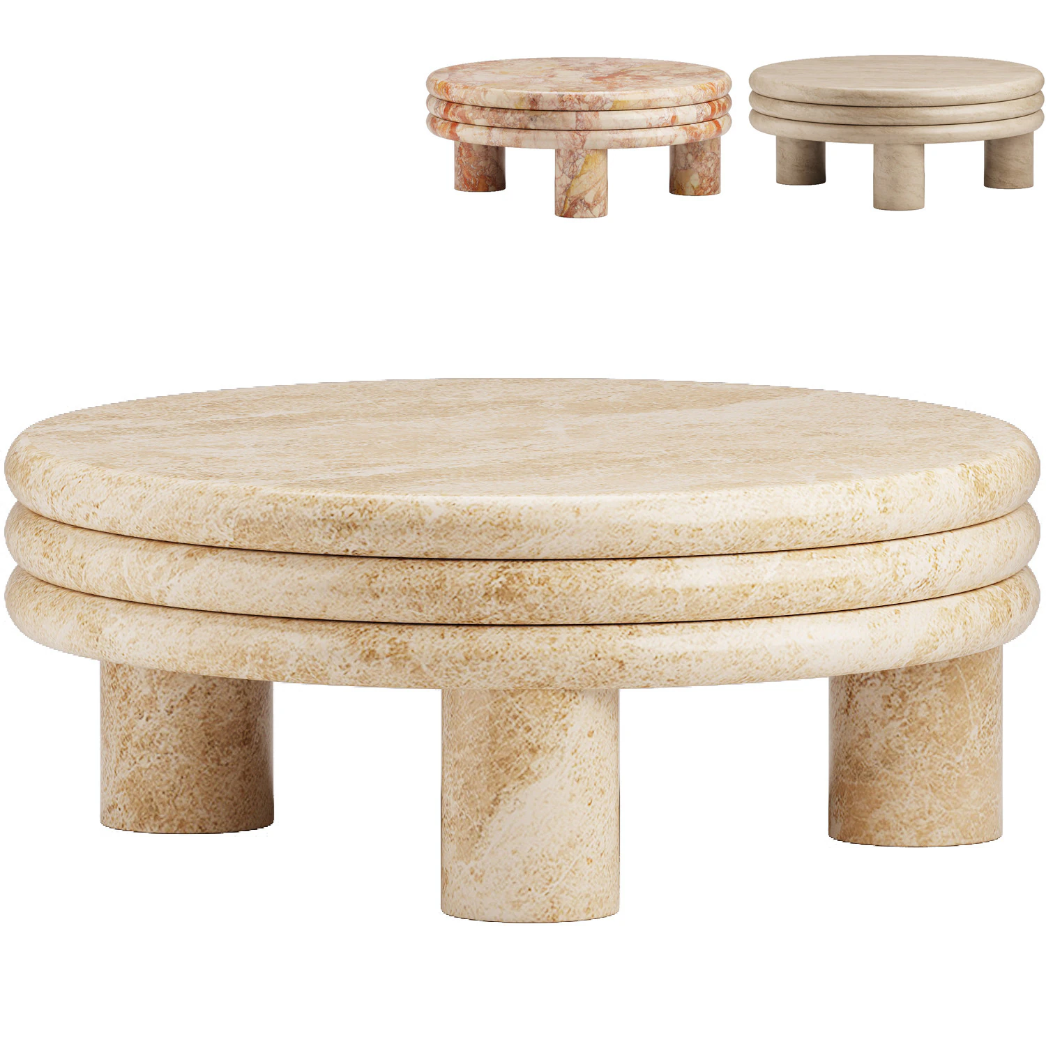 Name Brittny Round Coffee Table 3D Model .c4d .max .obj .3ds .fbx .stl .blend