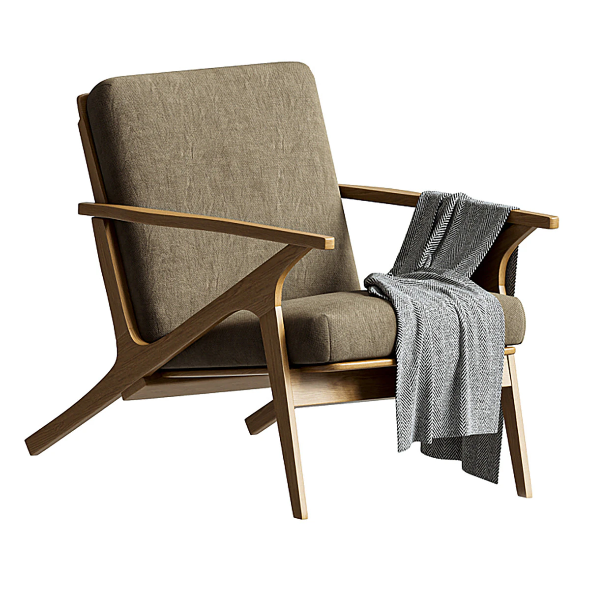 Cavett Wood Frame Chair 3D Model .c4d .max .obj .3ds .fbx .stl .blend 