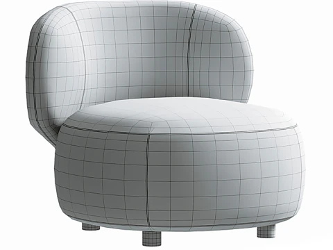 Brayden Stone Cream Woven Fabric Occasional Chair 3D Model