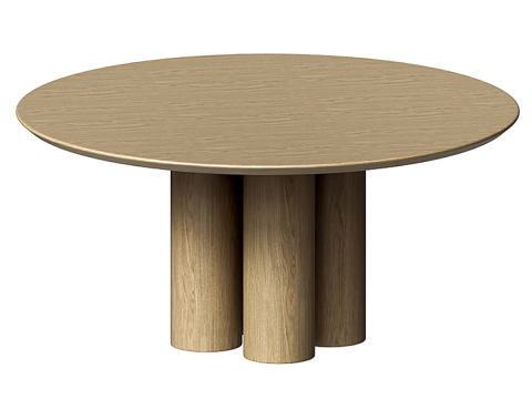 Wood Color Round Dining Table 3D 模型