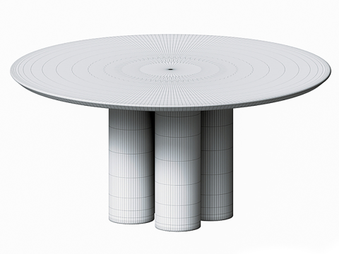 Wood Color Round Dining Table 3D 模型
