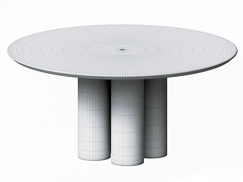 Wood Color Round Dining Table 3D Model