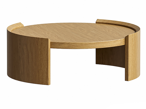 Neuvic Brown Oak Wood Coffee Table Modelo 3D