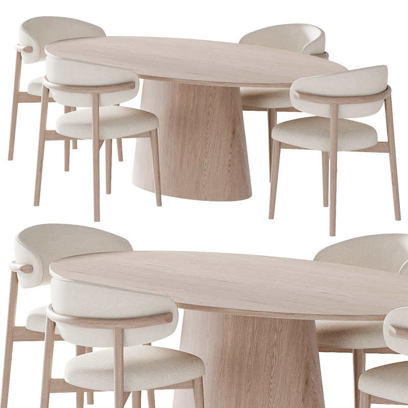 Ferrara Deephouse Chair and Oval dining table Model 3D .c4d .max .obj .3ds .fbx .stl .blend