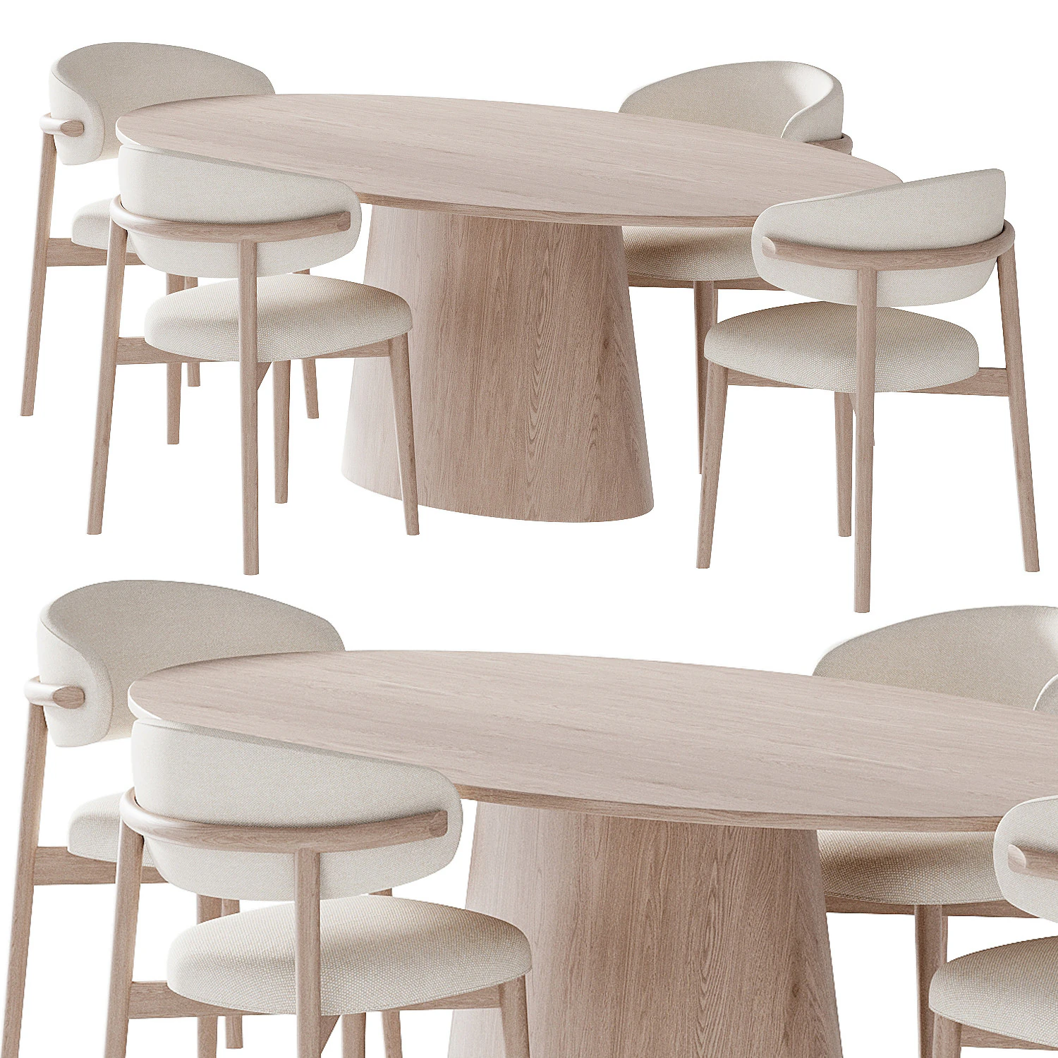 Ferrara Deephouse Chair and Oval dining table 3D Model .c4d .max .obj .3ds .fbx .stl .blend 