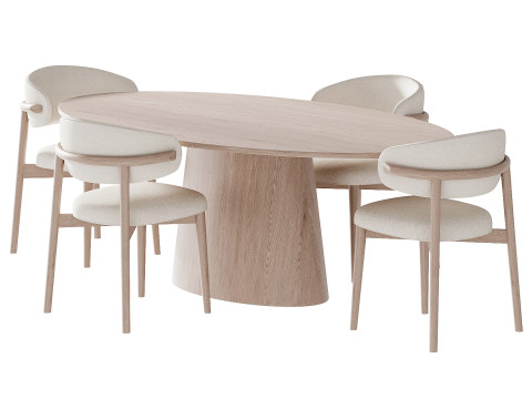 Ferrara Deephouse Chair and Oval dining table Model 3D