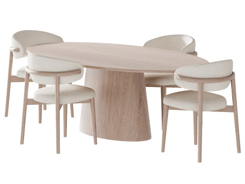 Ferrara Deephouse Chair and Oval dining table 3D Model