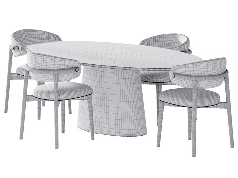 Ferrara Deephouse Chair and Oval dining table Model 3D