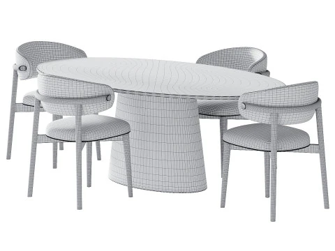 Ferrara Deephouse Chair and Oval dining table 3D Model