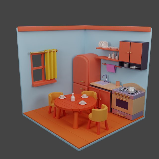 Kitchen 3D Модель .c4d .max .obj .3ds .fbx .stl .blend
