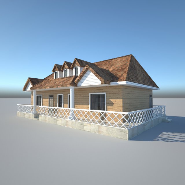 Gable home 3D Model .c4d .max .obj .3ds .fbx .stl .blend 