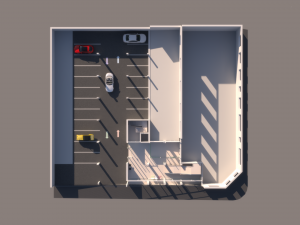 high school exterior and interior complete 3 stories building with furniture 3D Model