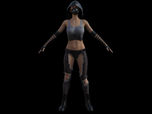 post apocalyptic girl rigged Model 3D