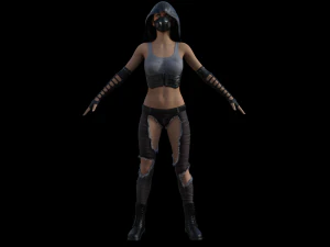 post apocalyptic girl rigged 3D Model