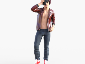 low poly realistic human male rigged 3D Model