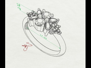 Engagement marquise ring 3D Принт Модель