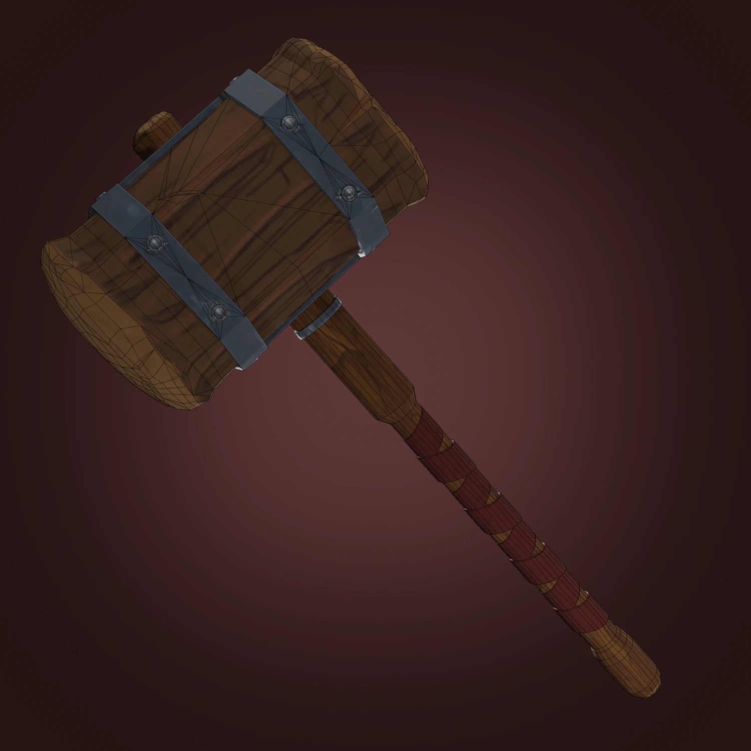 martelo de batalha low-poly Modelo 3D .c4d .max .obj .3ds .fbx .stl .blend 