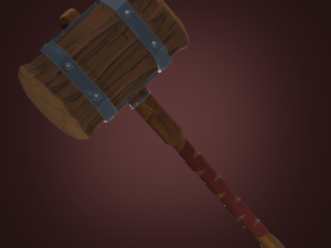 battle hammer low-poly Model 3D