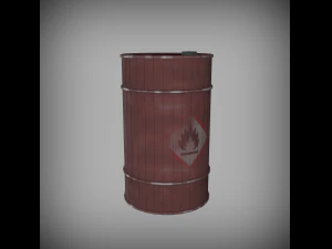 abandoned oil drum rusted low-poly 3D Model