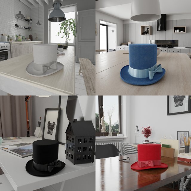 top hat photorealistic pbr low-poly 3D मॉडल .c4d .max .obj .3ds .fbx .stl .blend 