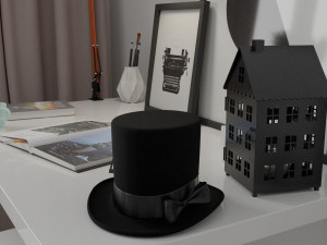 top hat photorealistic pbr low-poly 3D मॉडल