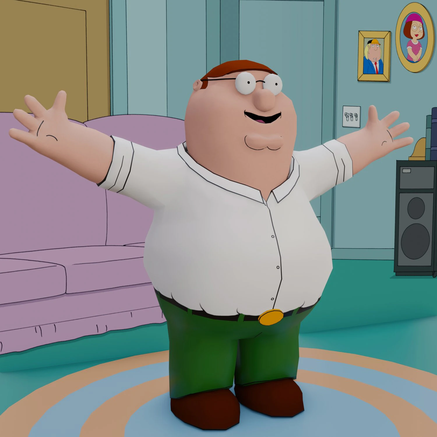 peter griffin from family guy - rigged low-poly 3D Model .c4d .max .obj .3ds .fbx .stl .blend