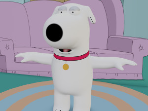 brian griffin from family guy rigged low-poly 3D Model
