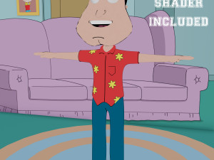 glenn quagmire from family guy - rigged low-poly 3D Model
