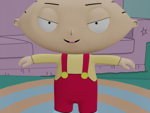 stewie griffin from family guy - rigged low-poly Model 3D